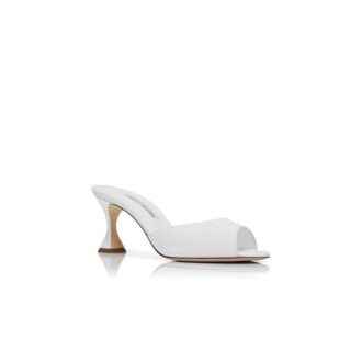 JADARON White Patent Leather Open Toe Mules