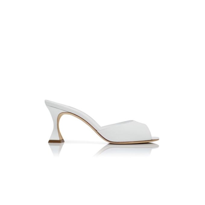 JADARON White Patent Leather Open Toe Mules