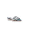KENITRA Light Blue and White Linen Flat Mules