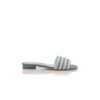 KENITRA Light Blue and White Linen Flat Mules