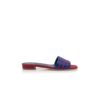 KENITRA Red and Blue Linen Flat Mules
