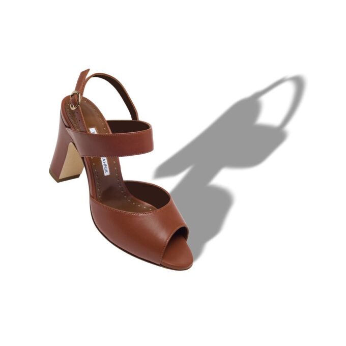 KHIKO Brown Nappa Leather Slingback Sandals