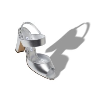 KHIKO Silver Nappa Leather Slingback Sandals