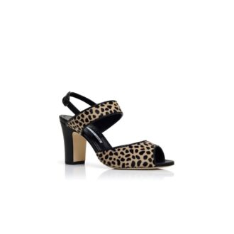 KHIKOBI Animal Print Calf Hair Slingback Sandals
