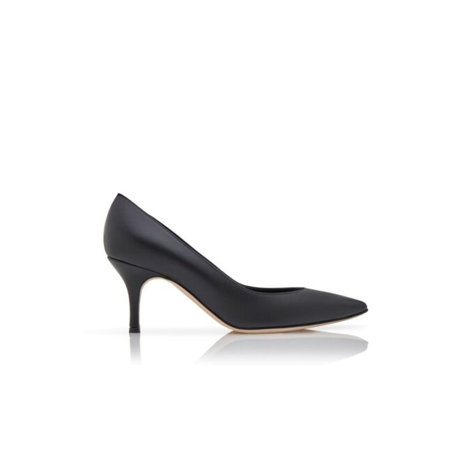 KIETTA Black Nappa Leather Pointed Toe Pumps