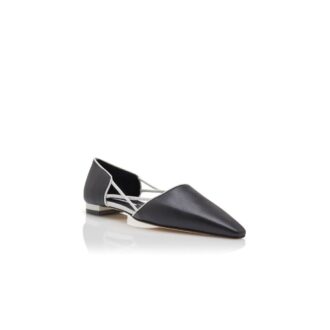 KLOSA Black Nappa Leather Flat Pumps