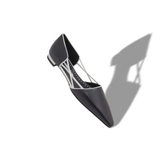 KLOSA Black Nappa Leather Flat Pumps