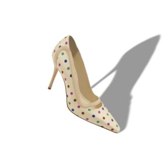 LABAMA Cream Silk Polka Dot Detail Pumps