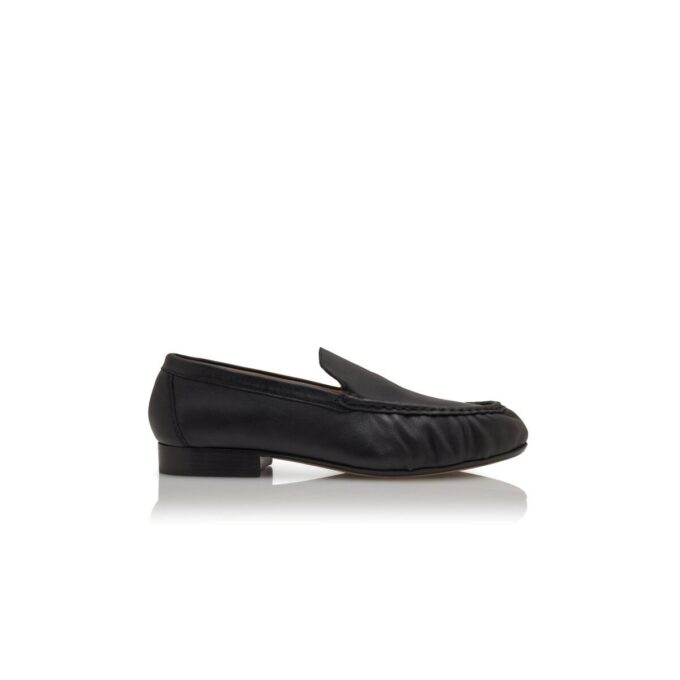 LEONDA Black Calf Leather Loafers