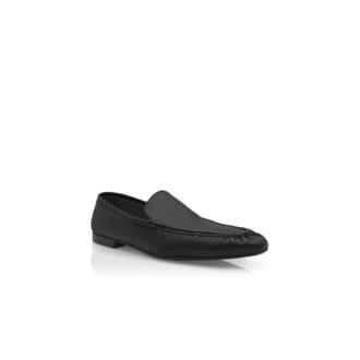 LEONDO Black Calf Leather Loafers