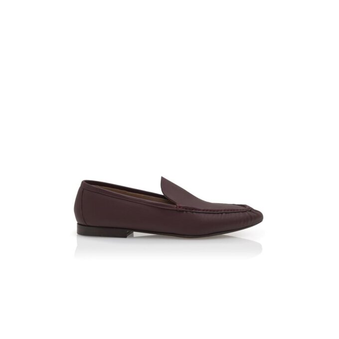 LEONDO Dark Red Calf Leather Loafers