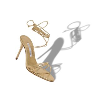 LIAMI Gold Nappa Leather Ankle Strap Sandals