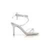LIAMI Silver Nappa Leather Ankle Strap Sandals