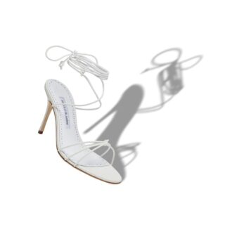 LIAMI White Nappa Leather Ankle Strap Sandals