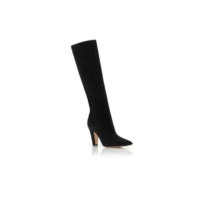 LINA Black Suede Knee High Boots