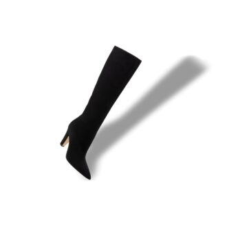 LINA Black Suede Knee High Boots