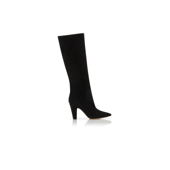 LINA Black Suede Knee High Boots