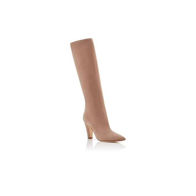 LINA Dark Beige Suede Knee High Boots
