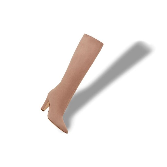 LINA Dark Beige Suede Knee High Boots