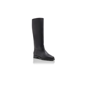LUCHINO Black Calf Leather Knee High Boots