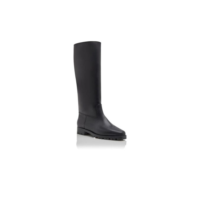 LUCHINO Black Calf Leather Knee High Boots