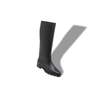 LUCHINO Black Calf Leather Knee High Boots