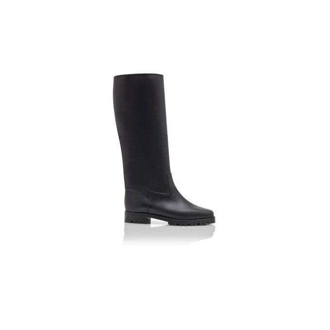 LUCHINO Black Calf Leather Knee High Boots