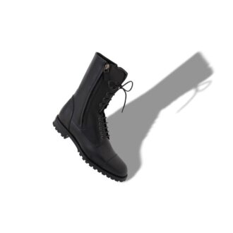 LUGATA Black Calf Leather Military Boots
