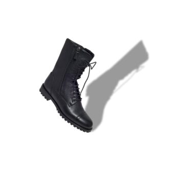 LUGATA Black Calf Leather Military Boots