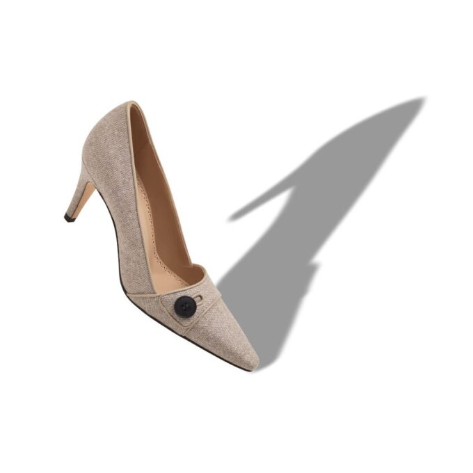 LULAMAE Light Brown and Grey Wool Pumps