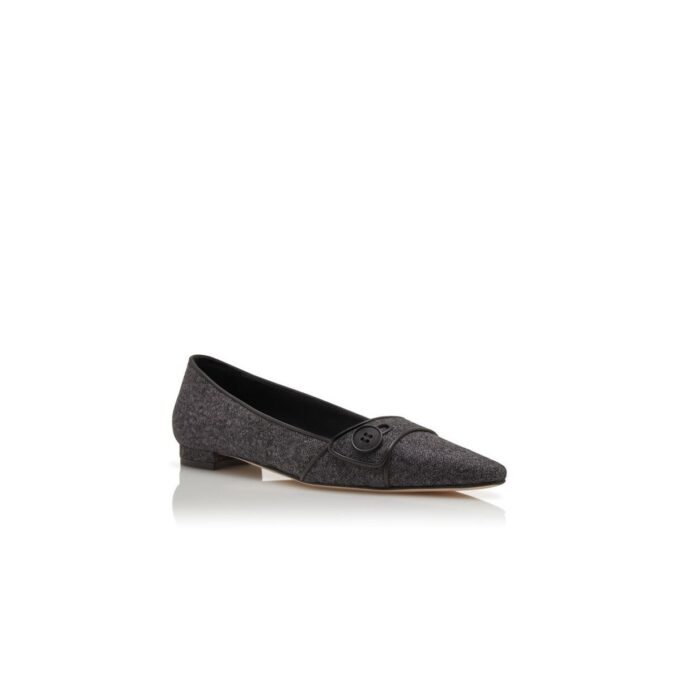 LULAMAEFLAT Dark Grey Wool Flat Pumps