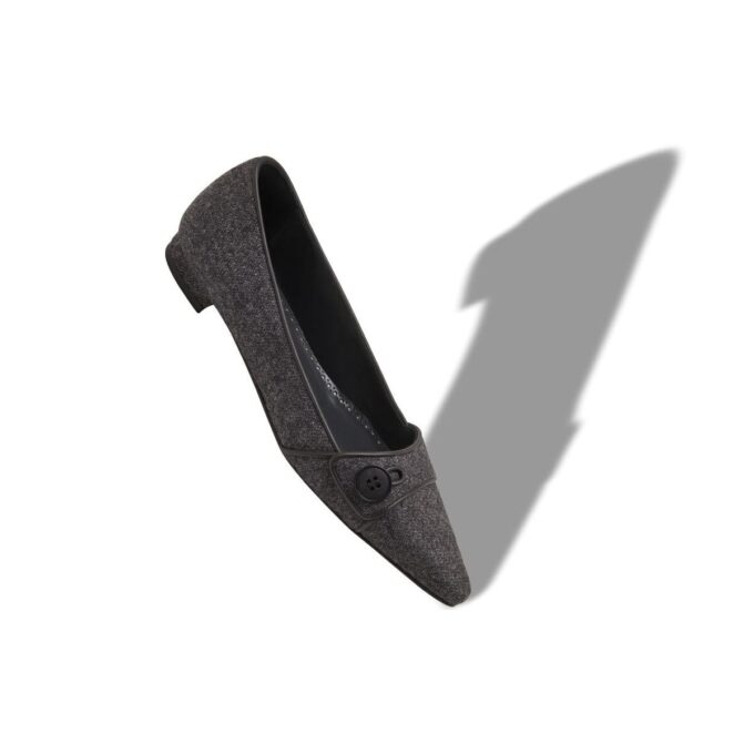 LULAMAEFLAT Dark Grey Wool Flat Pumps