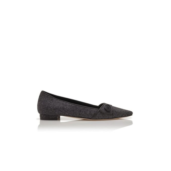 LULAMAEFLAT Dark Grey Wool Flat Pumps
