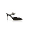 LURUM Black Satin Crystal Embellished Mules