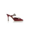 LURUM Burgundy Satin Crystal Embellished Mules