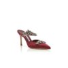 LURUM Burgundy Satin Crystal Embellished Mules