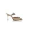 LURUM Champagne Satin Crystal Embellished Mules
