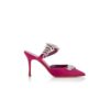 LURUM Fuchsia Satin Crystal Embellished Mules