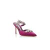 LURUM Fuchsia Satin Crystal Embellished Mules