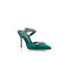 LURUM Green Satin Crystal Embellished Mules