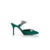 LURUM Green Satin Crystal Embellished Mules