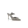 LURUM Grey Satin Crystal Embellished Mules