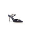 LURUM Navy Blue Satin Crystal Embellished Mules