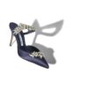 LURUM Navy Blue Satin Crystal Embellished Mules
