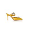 LURUM Yellow Satin Crystal Embellished Mules