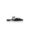 LURUMFLAT Black Satin Crystal Embellished Flat Mules