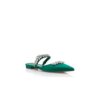 LURUMFLAT Green Satin Crystal Embellished Flat Mules