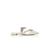 LURUMFLAT Light Cream Satin Crystal Embellished Flat Mules