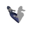 LURUMFLAT Navy Blue Satin Crystal Embellished Flat Mules