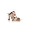 MABECOMU Light Beige Nappa Leather Knitted Detail Mules